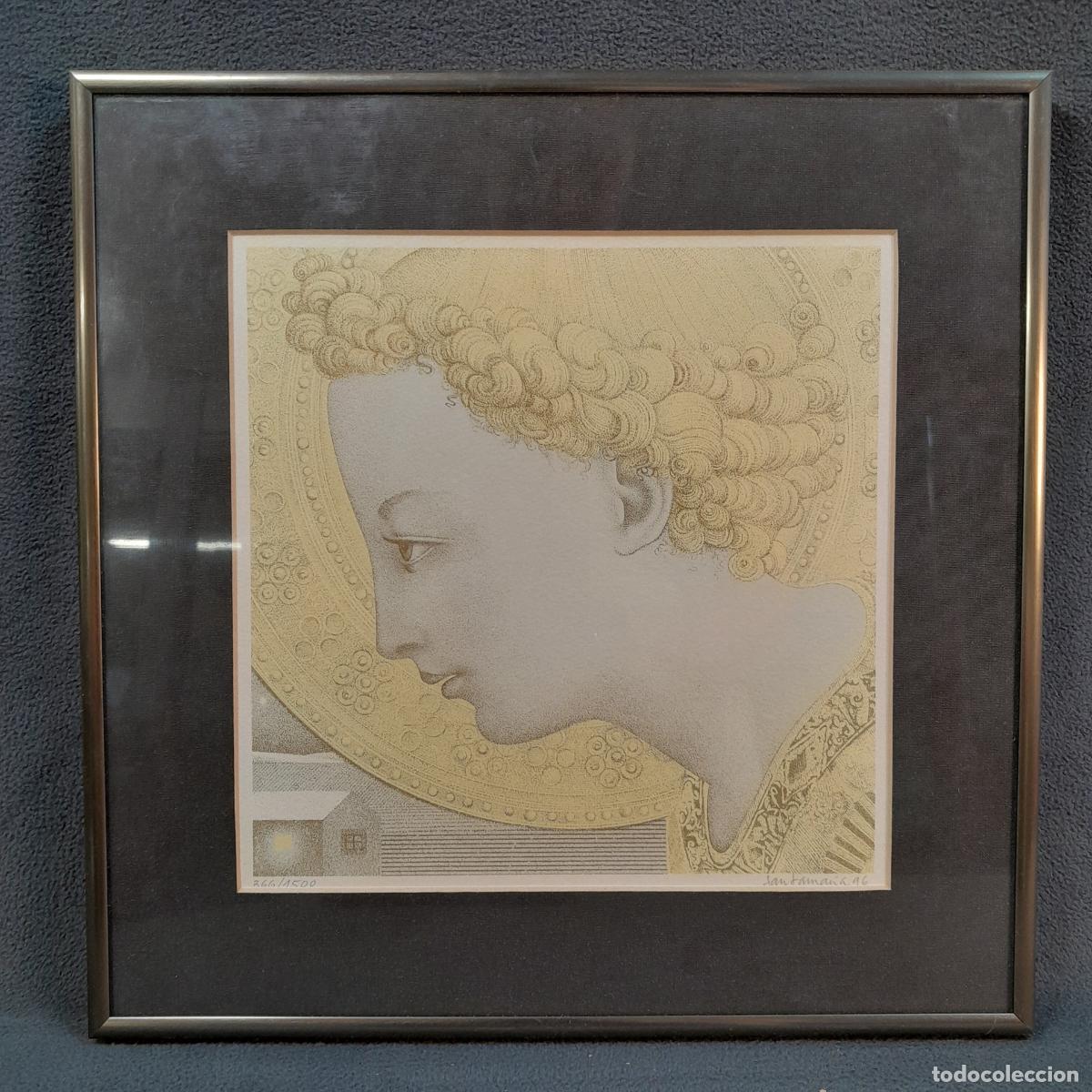 Arte: D-335. PERFIL DEL &Aacute;NGEL DE LA ANUNCIACI&Oacute;N EN TONOS DORADOS. FIRMADO POR JULI&Aacute;N SANTAMAR&Iacute;A. A&Ntilde;O 1996.