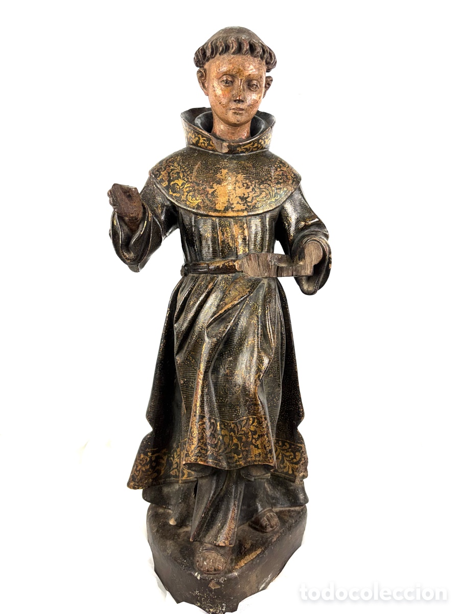 Arte: SAN ANTONIO DE PADUA MADERA POLICROMADA - SIGLO XVIII - 63 CM