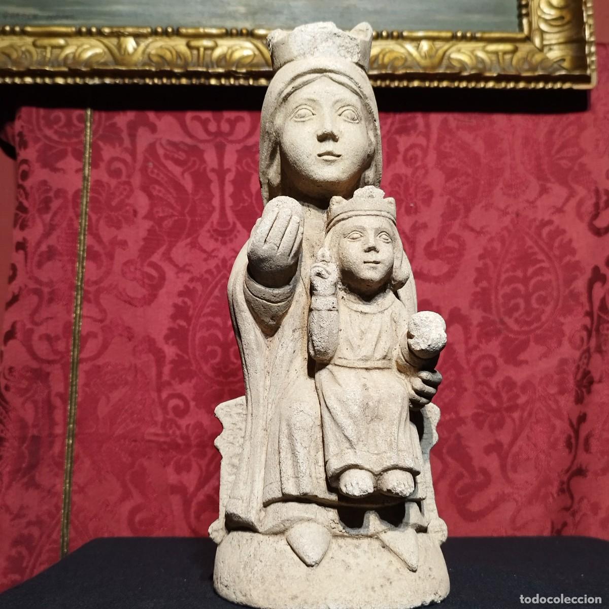 Arte: VIRGEN DE PIEDRA CON NI&Ntilde;O - PIEDRA -