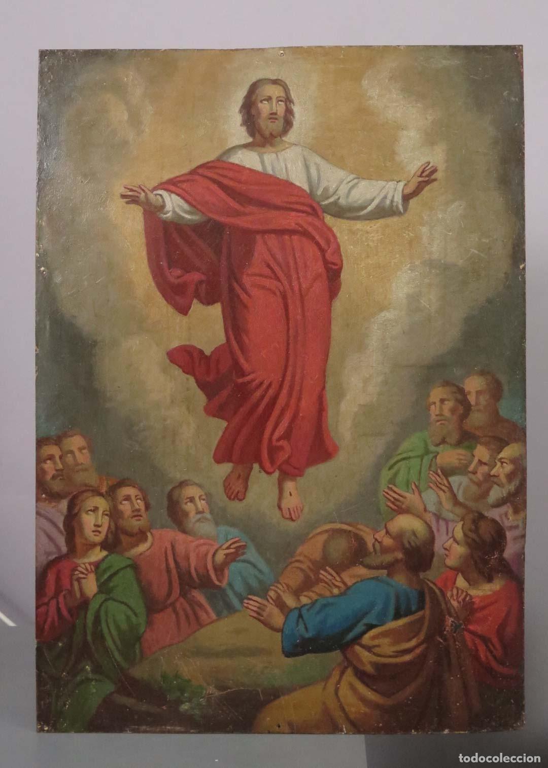 Arte: ASCENSION DEL SE&Ntilde;OR. OLEO S/ CHAPA. SIGLO XIX