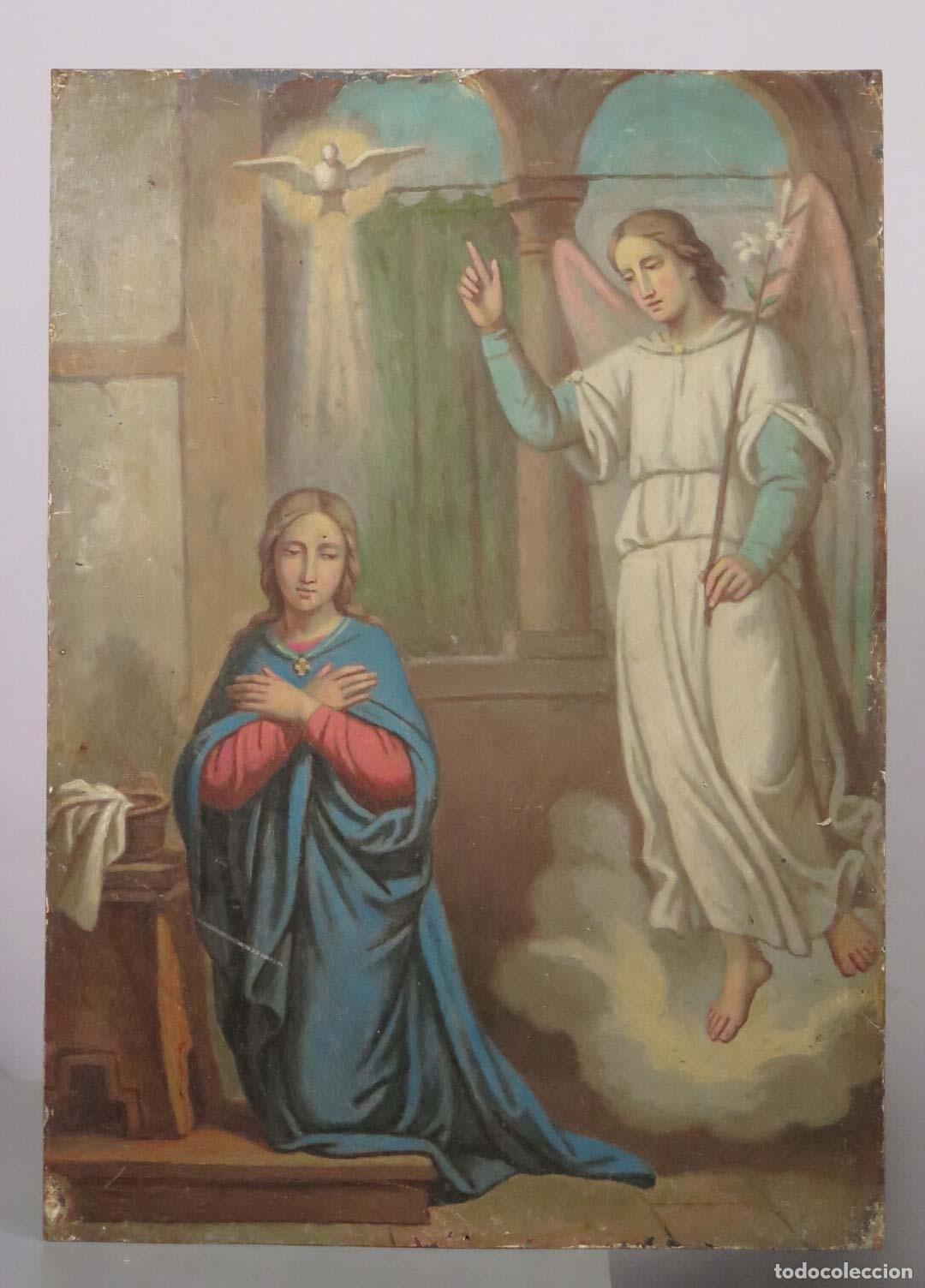Arte: ANUNCIACION. OLEO S/ CHAPA. SIGLO XIX