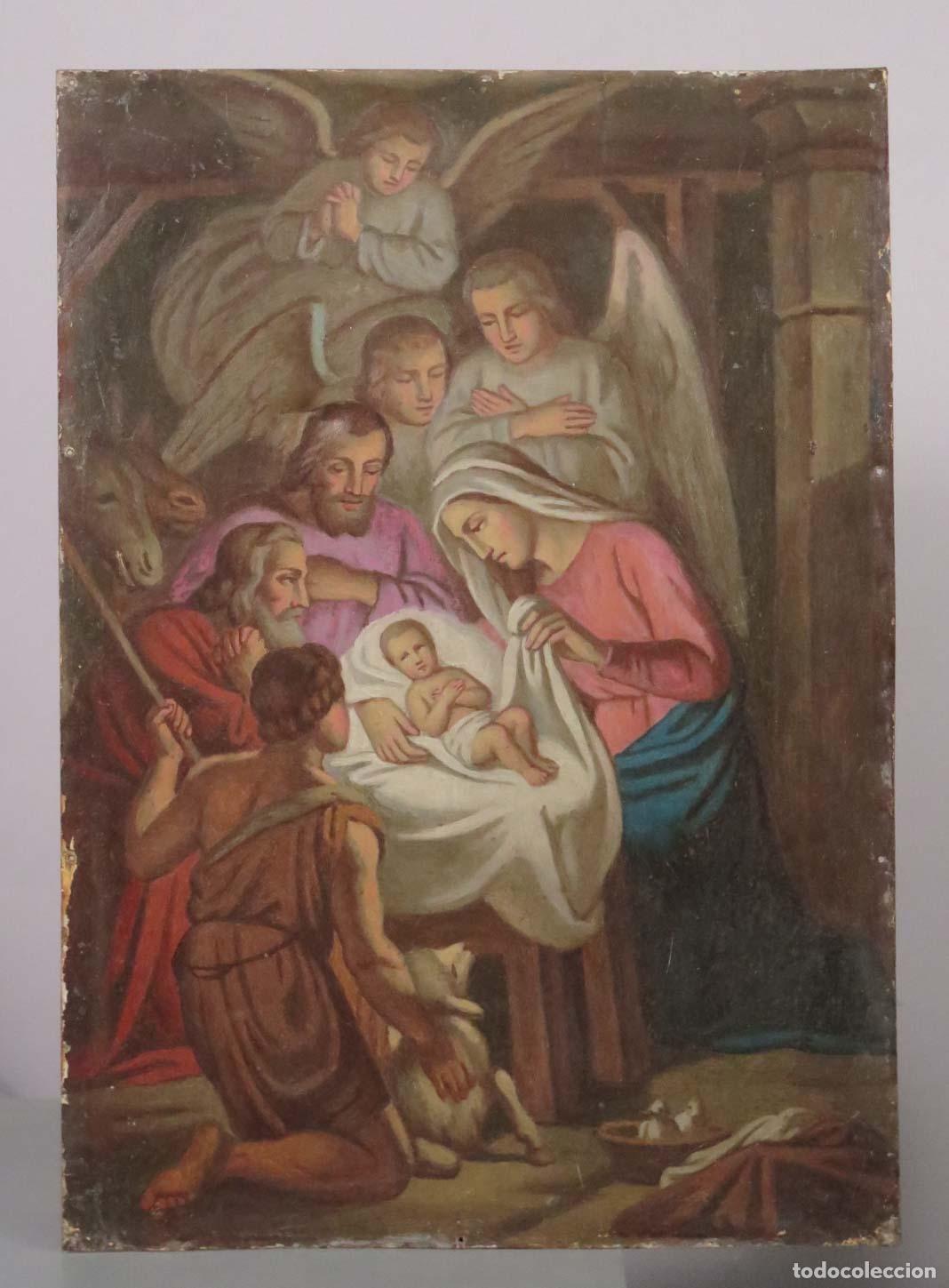 Arte: ADORACION AL NI&Ntilde;O JESUS. MISTERIO SAN JUANITO Y ANGELES. OLEO S/ CHAPA. SIGLO XIX