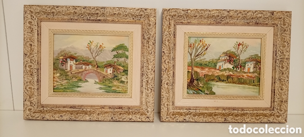 Arte: SET 2 CUADROS DE OLEO SOBRE LIENZO PAISAJE