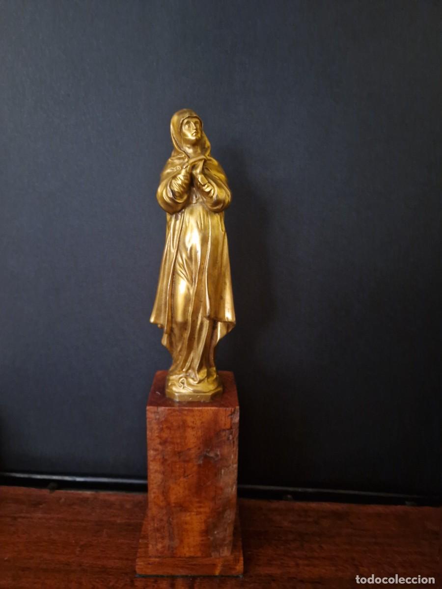 Arte: Virgen Mar&iacute;a bronce al oro fino. Ormolu.
