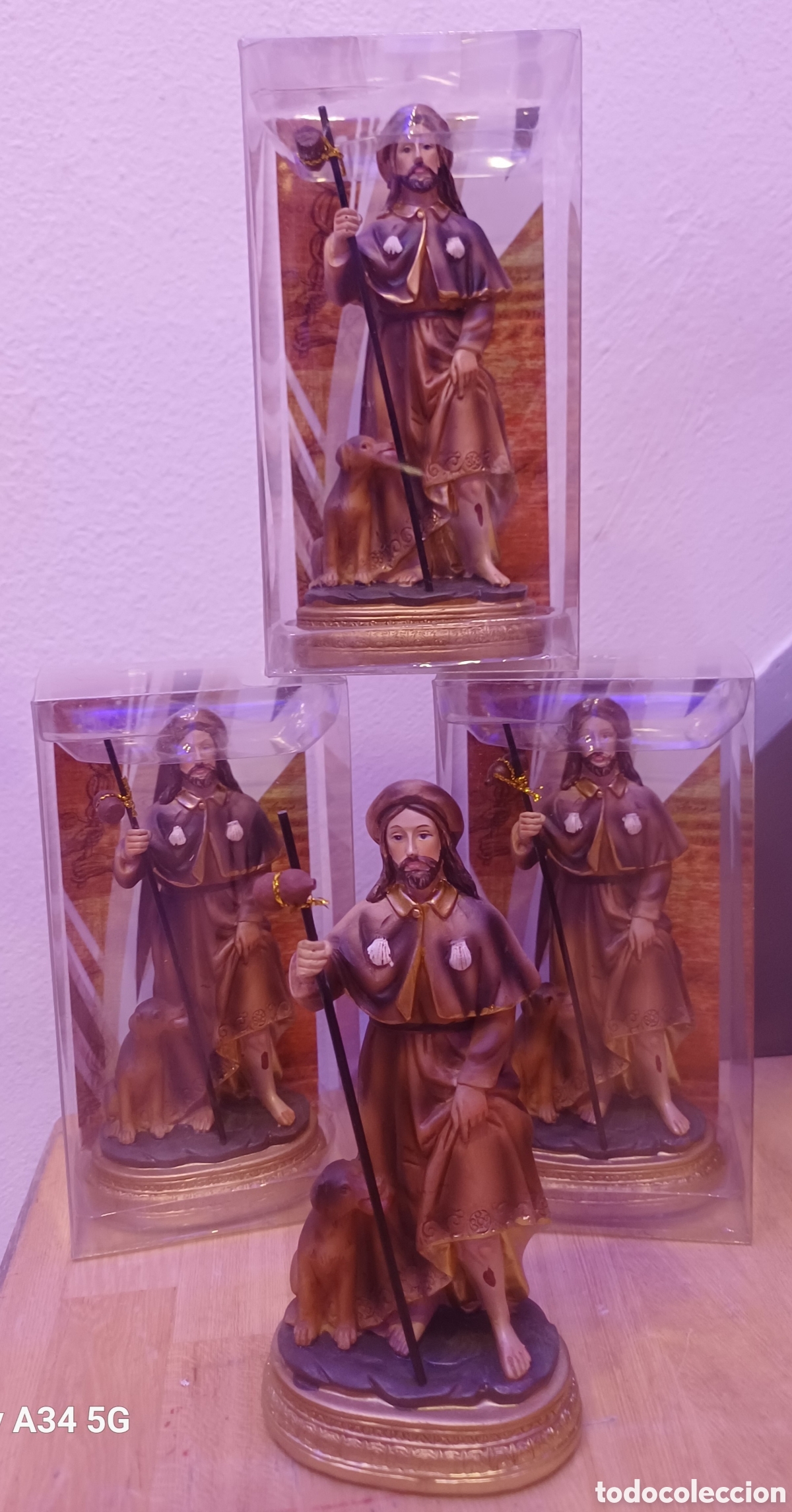 Arte: 4 IMAGENES DE SAN ROQUE 14 CM NUEVOS