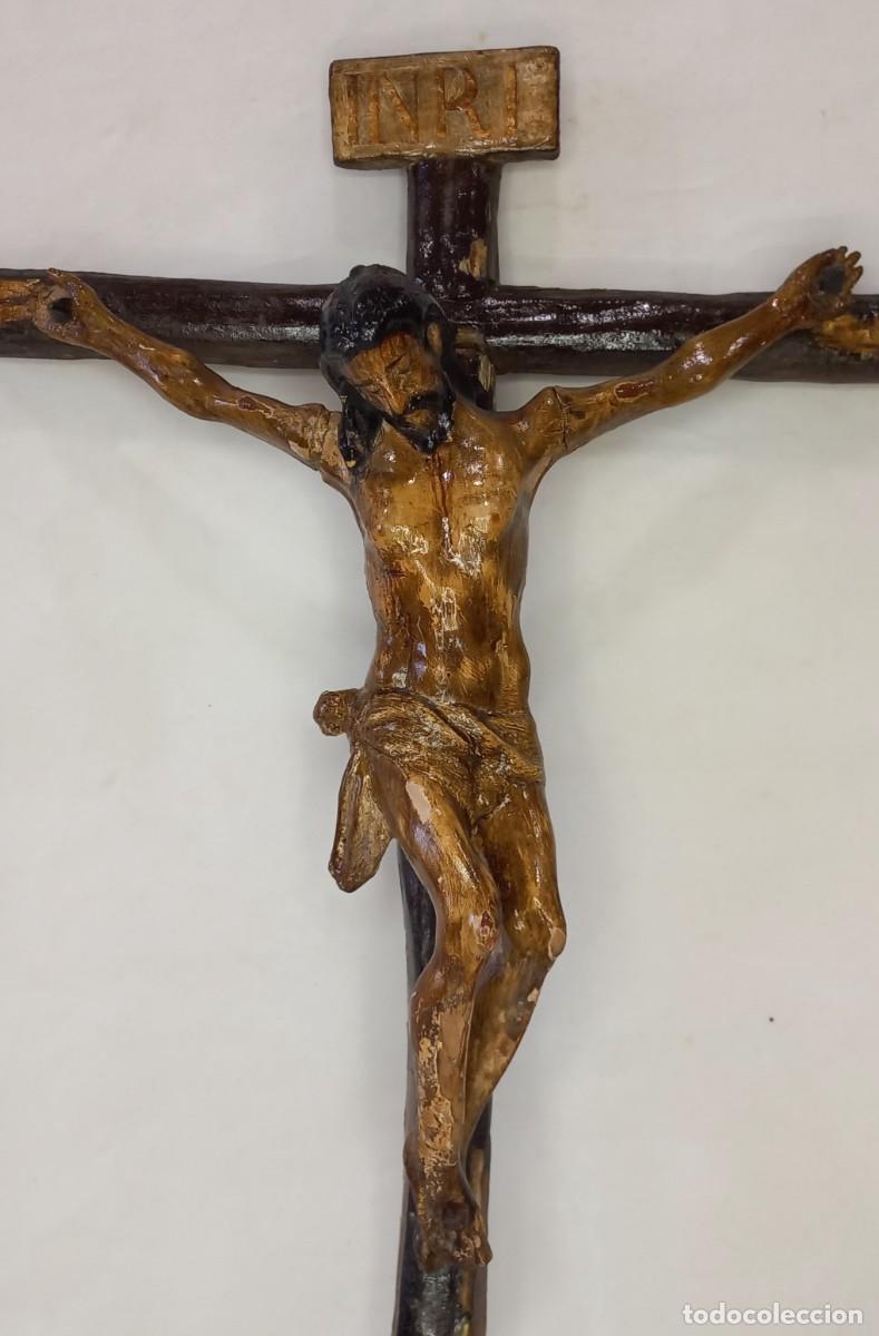 Arte: ANTIGUA TALLA EN MADERA DE CRISTO CRUCIFICADO - S. XIX