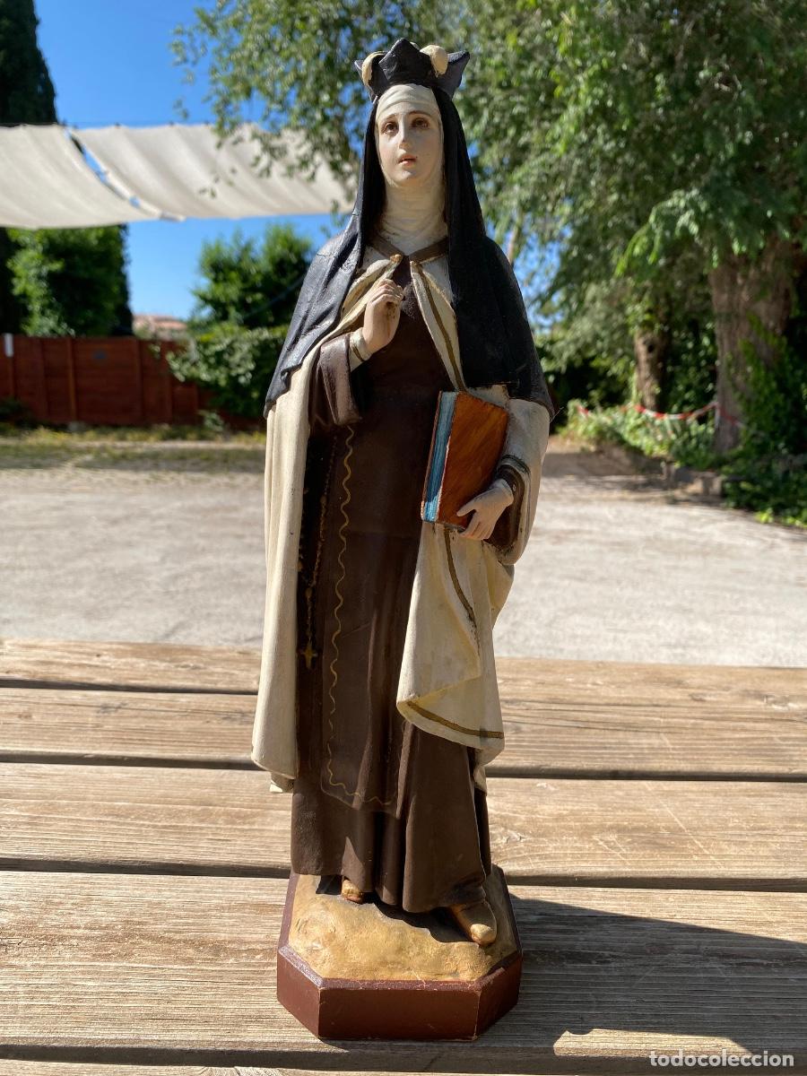 Arte: Figura religiosa Olot arte cristiano ojos vidrio Santa Teresa 39cms