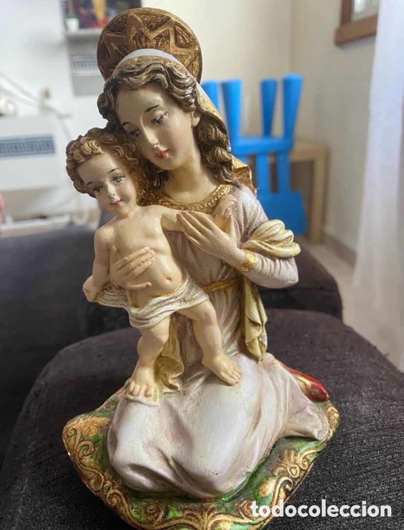 Arte: Figura Virgen Maria Con El Ni&ntilde;o Jesus Vintage
