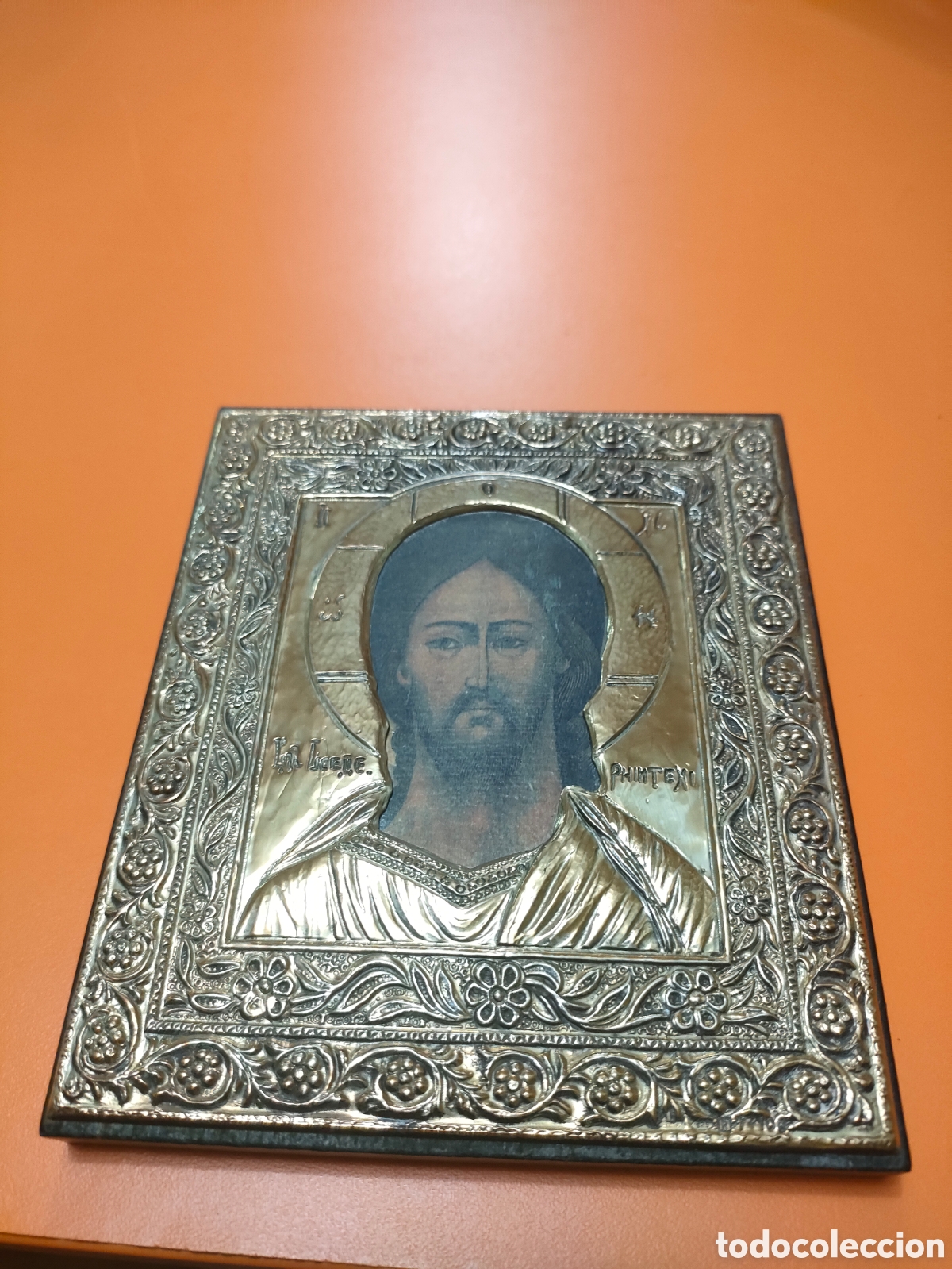 Arte: Peque&ntilde;o icono ortodoxo con plata y ba&ntilde;o de oro