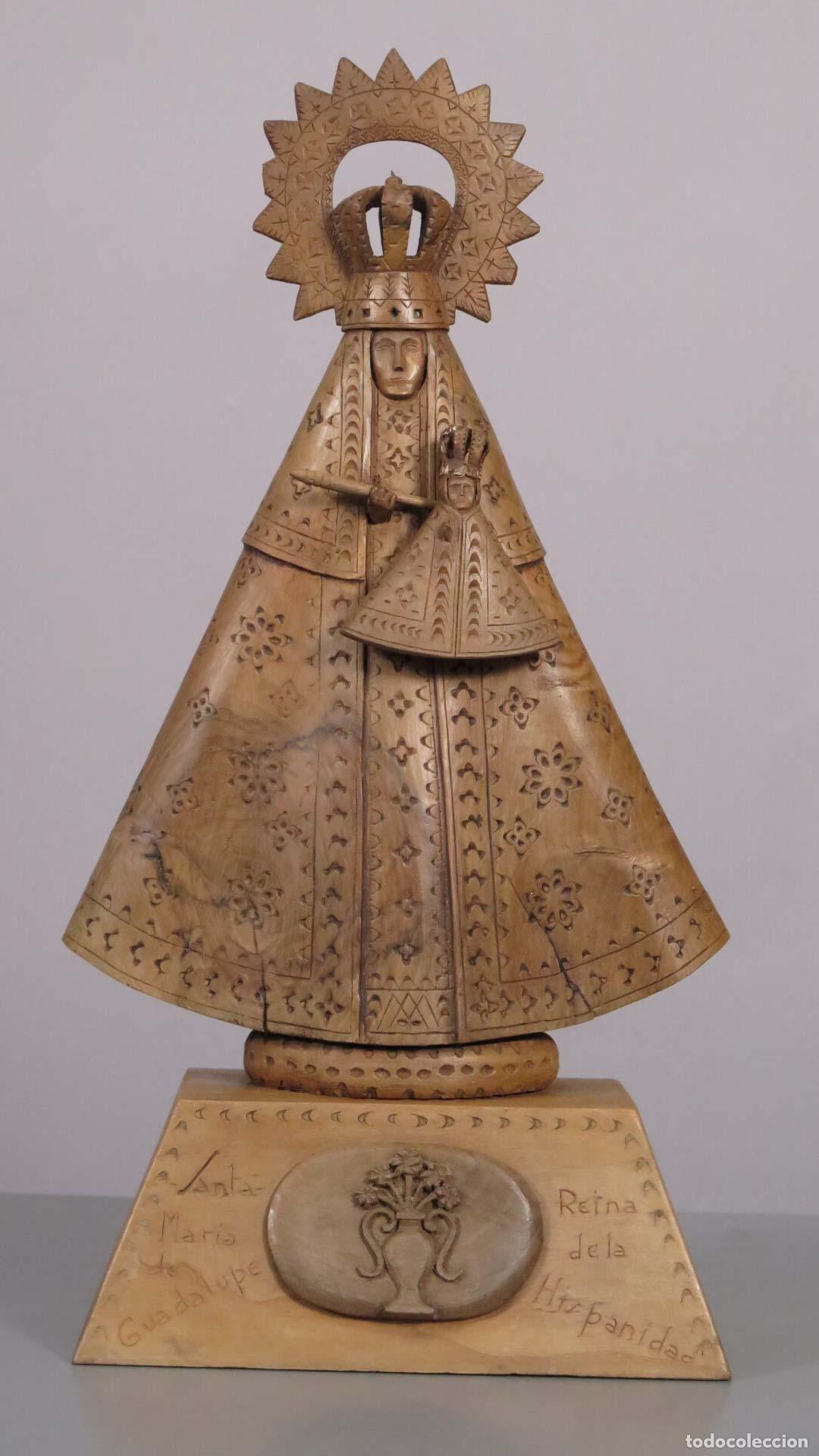 Arte: SANTA MARIA DE GUADALUPE. MADERA DE OLIVO TALLADA. ARTE PASTORIL. HACIA 1920