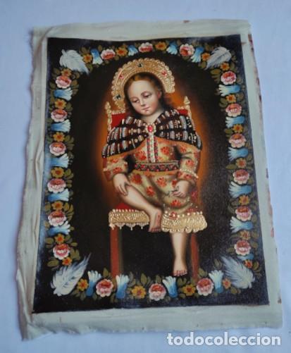 Arte: Ni&ntilde;o Jes&uacute;s de la Espina, Pintura original, &oacute;leo sobre lienzo, Pintura Escuela Cuzque&ntilde;a