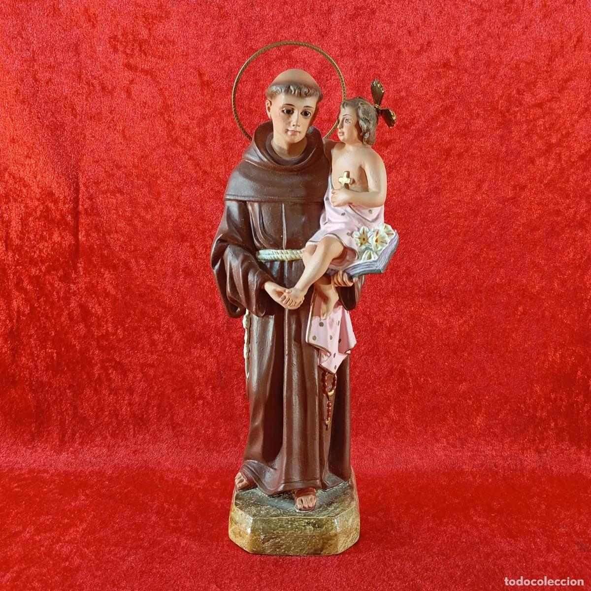 Arte: SAN ANTONIO ABAD - SANT ANTONI ABAT - OLOT - 25 CM - ESCULTURA EN YESO PINTADO A MANO