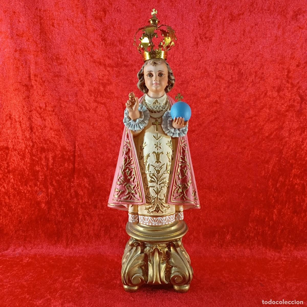 Arte: NI&Ntilde;O JES&Uacute;S DE PRAGA - TALLER ARTE CRISTIANO OLOT - S. XIX - OJOS CRISTAL - PINTADA A MANO