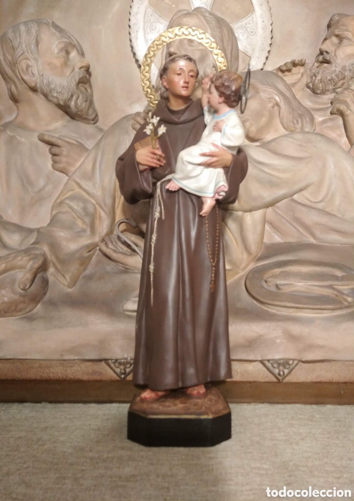 Arte: San Antonio de Padua con ni&ntilde;o Jes&uacute;s, 40 cm, sello Olot