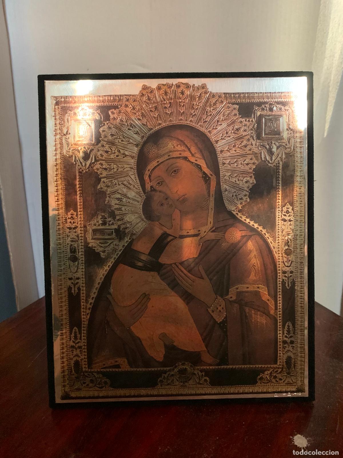 Arte: Icono Virgen de Vlad&iacute;mir en Plata de Ley 925 y Oro - Orfebrer&iacute;a con Contrastes - 17x14 cm - Orfebrer