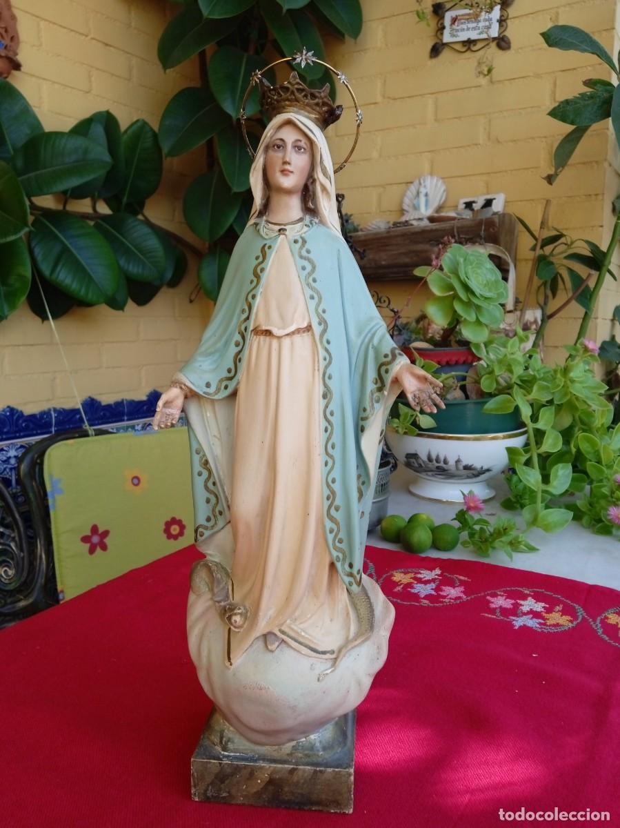 Arte: Figura antigua religiosa Virgen Milagrosa o Inmaculada