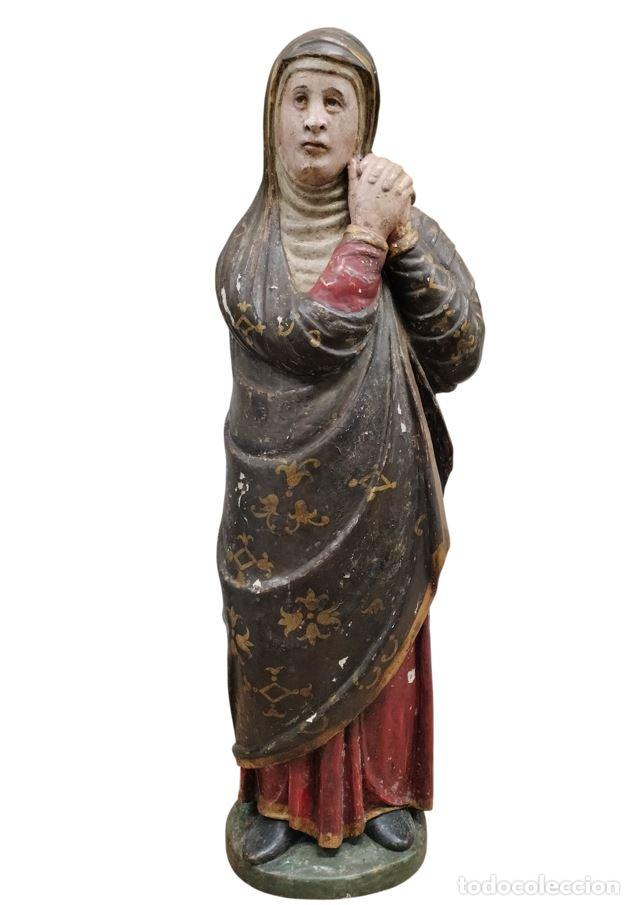 Arte: GRAN FIGURA DE LA VIRGEN MAR&Iacute;A PENITENTE. TALLA EN MADERA POLICROMADA. ESPA&Ntilde;A. SIGLOS XVII-XVIII