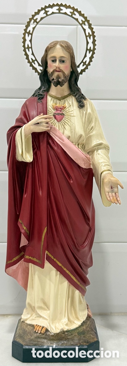 Arte: ANTIGUO SAGRADO CORAZ&Oacute;N SELLADO OLOT