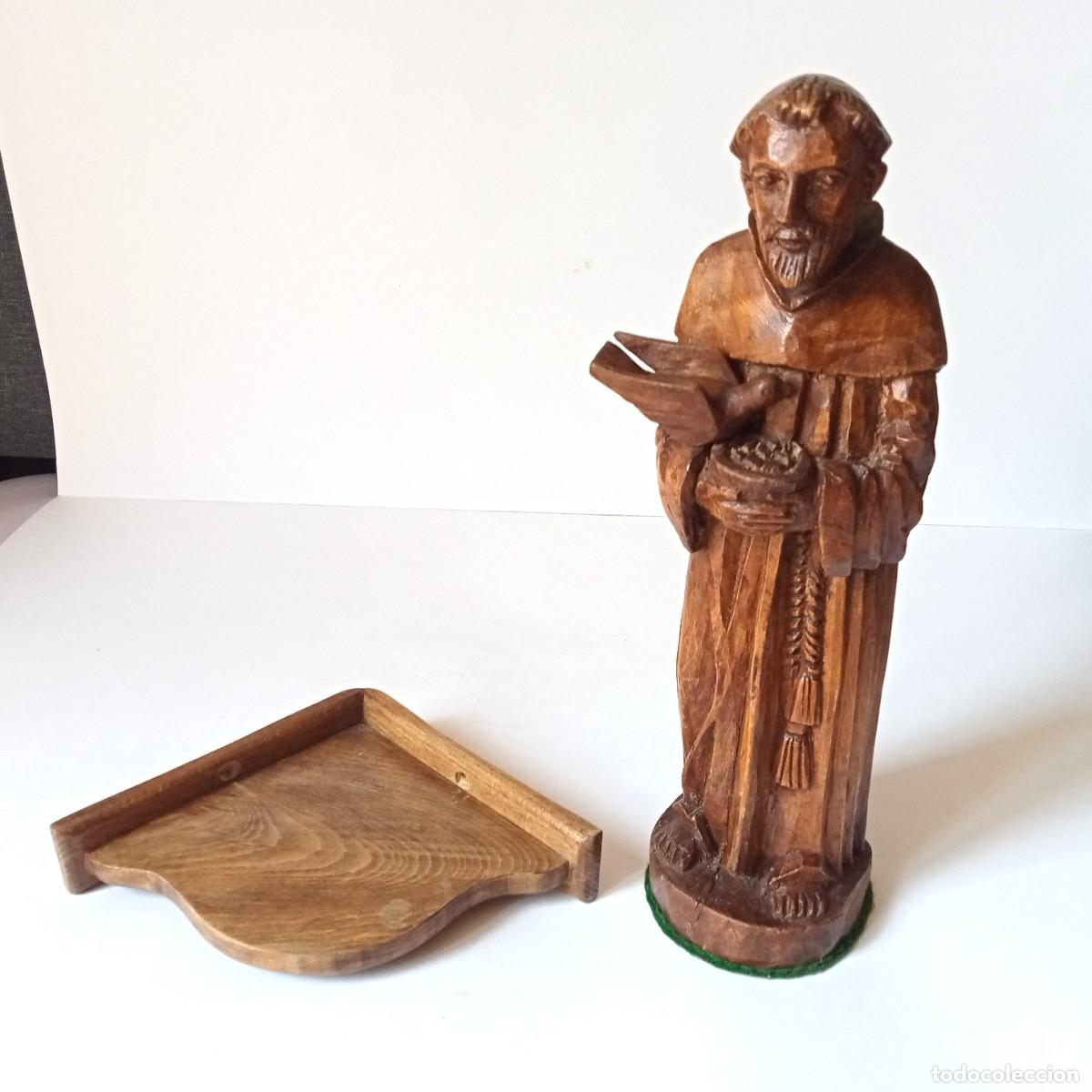 Arte: SANTO de MADERA TALLADA con PEANA - Foto 3