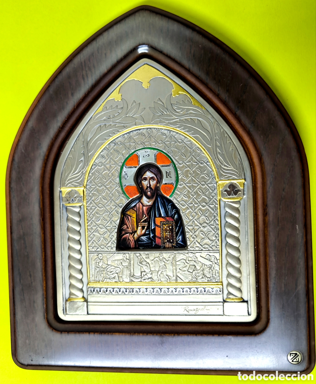 Arte: ICONO DE JESUCRISTO EN PLATA Y MADERA