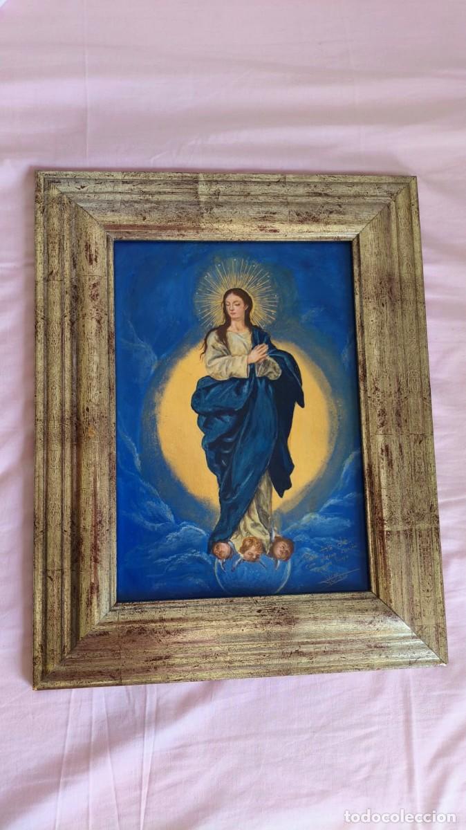 Arte: Oleo sobre lienzo de Israel Cornejo S&aacute;nchez - Virgen Inmaculada Concepci&oacute;n (20*28)