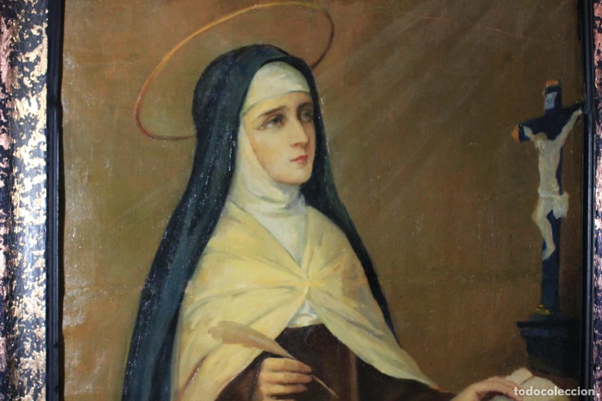 Arte: Antiguo &Oacute;leo sobre Tela, Pintura Religiosa, Antiguo &Oacute;leo Religioso, Santa Teresa de Jes&uacute;s, Pintura