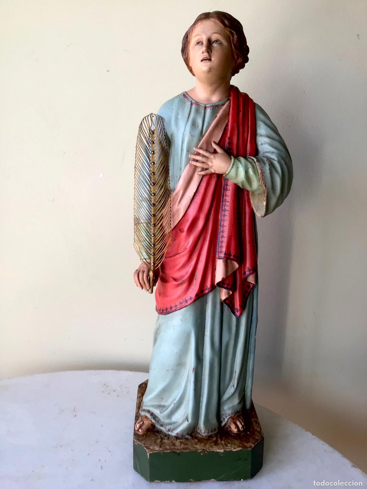 Art: ANTIGUA TALLA EN MADERA ESCUELA ARAGONESA DE 1830 , SANTA ENGRACIA- OJOS DE VIDRIO-