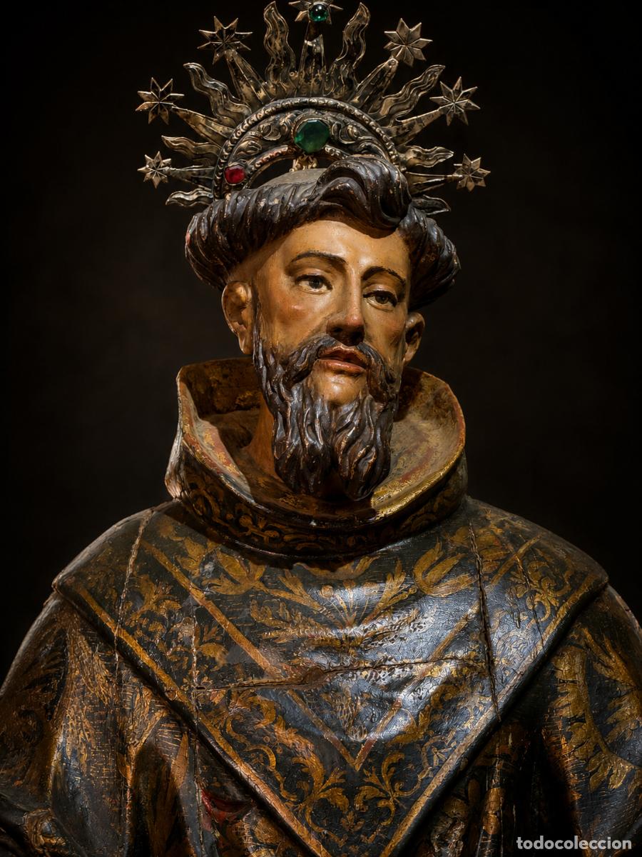 Arte: San Francisco de As&iacute;s. Talla barroca en madera policromada. 163 cm. Siglo XVIII