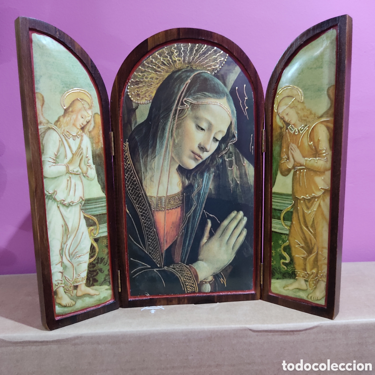 Art: Bonito tr&iacute;ptico de la virgen Mar&iacute;a con &aacute;ngeles,hecho por Belloso.