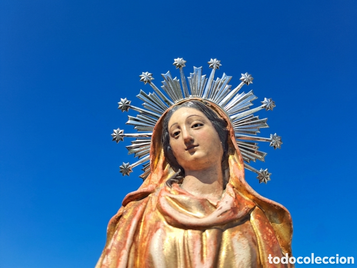 Arte: INMACULADA CONCEPCION SXIX PAPEL MACHE OJOS DE CRISTAL