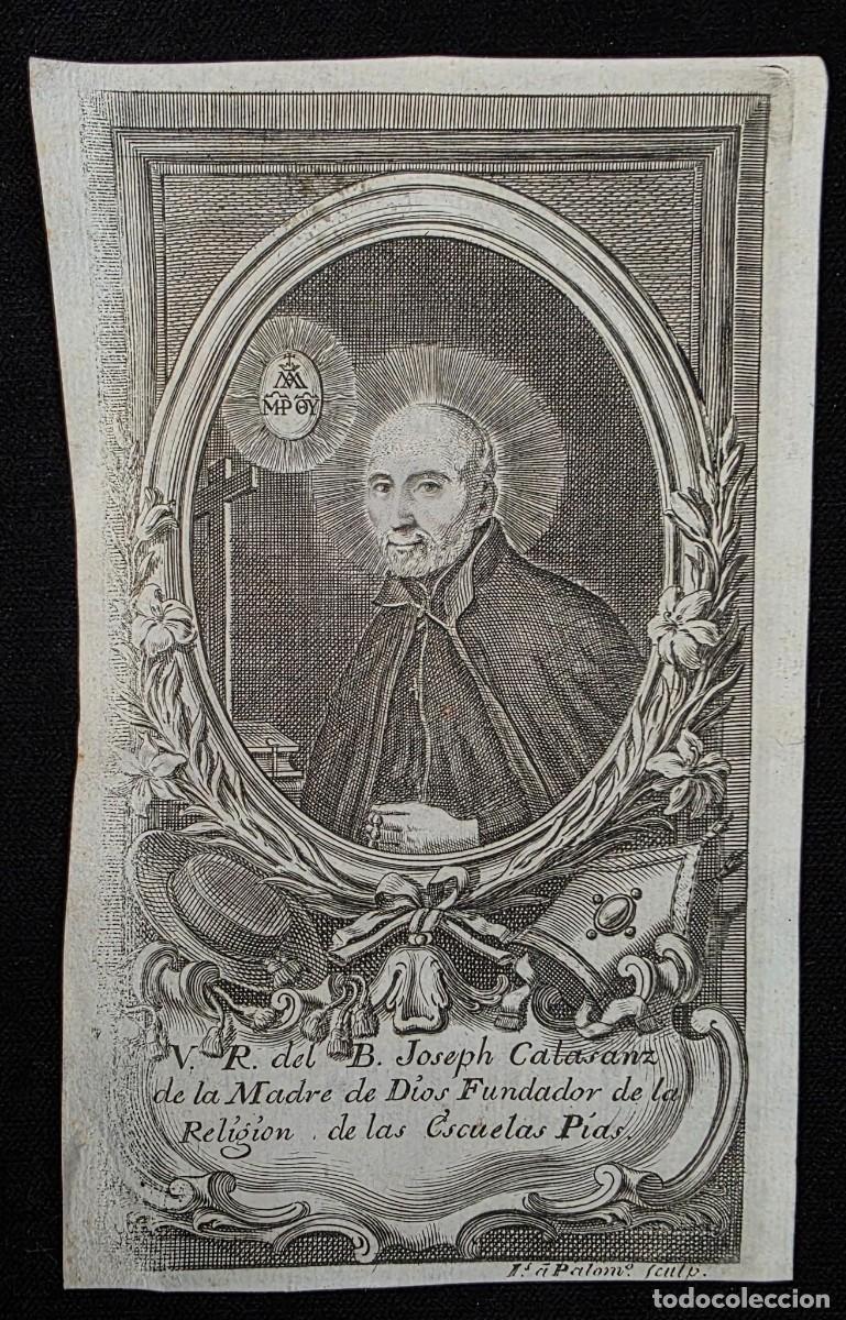 Arte: Grabado religioso antiguo de San Jos&eacute; de Calasanz &ndash; Escuelas P&iacute;as &ndash; Siglo XVIII/XIX &ndash; 16 x 10 cm