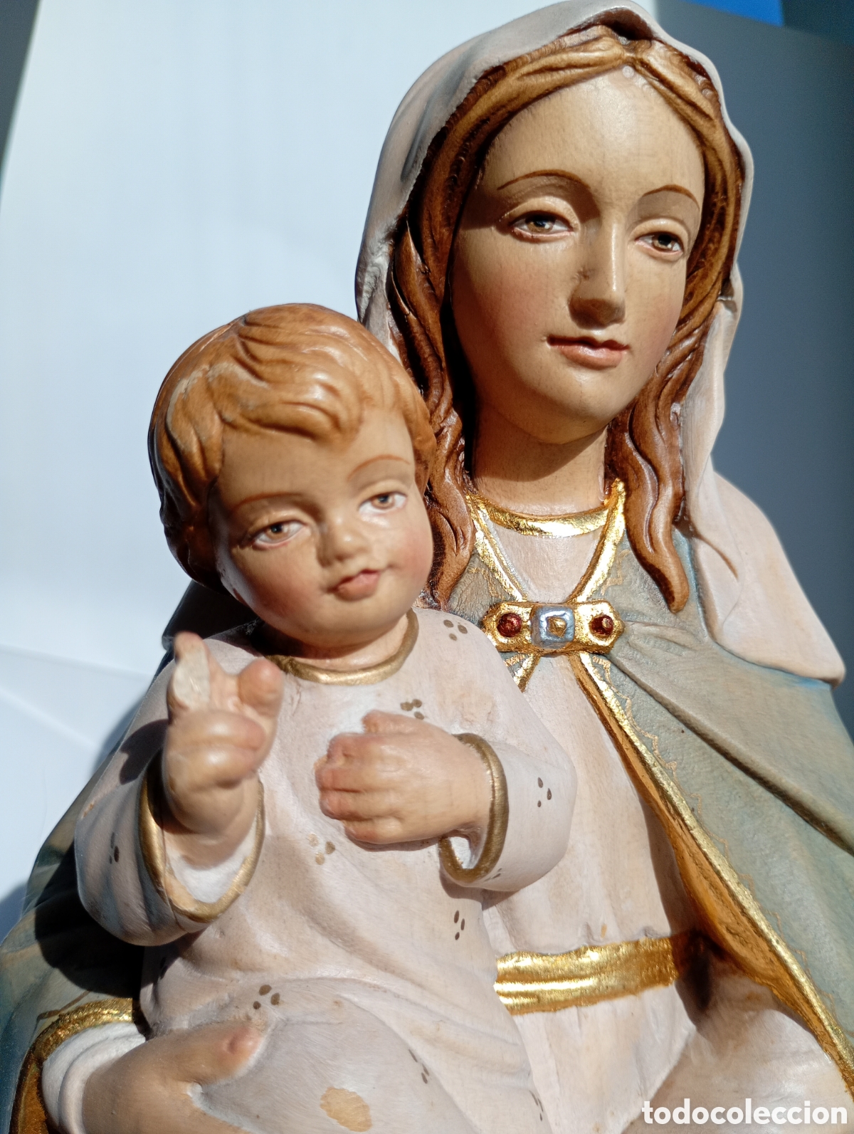 Kunst: DOLFI Val Gradena - Virgen de la Esperanza con el Ni&ntilde;o Jes&uacute;s - Talla en Madera 40 cm