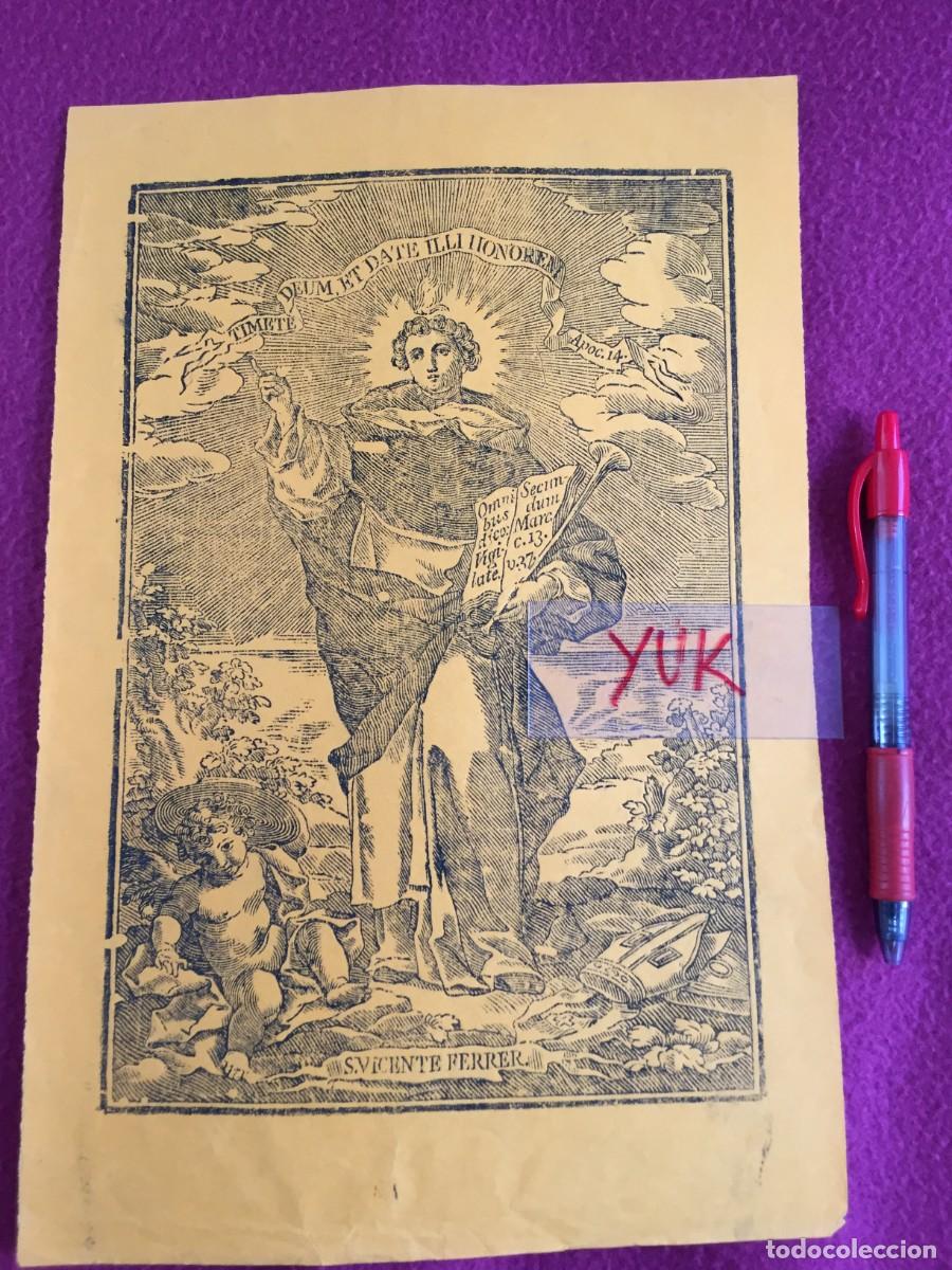Arte: GRABADO RELIGIOSO XILOGRAFICO ANTIGUO DEL SIGLO XIX DE SAN VICENTE FERRER