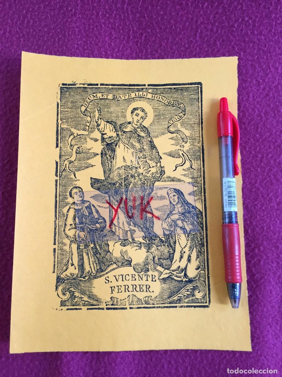 Arte: GRABADO RELIGIOSO XILOGRAFICO ANTIGUO DEL SIGLO XIX DE SAN VICENTE FERRER