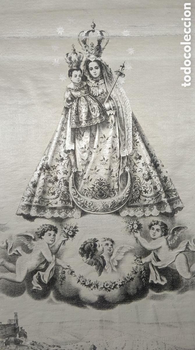 Arte: PRECIOSA LITOGRAF&Iacute;A EN SEDA NUESTRA SE&Ntilde;ORA DE LOS REMEDIOS 1888