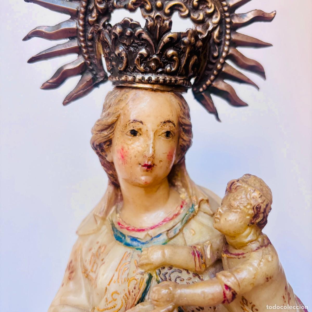 Arte: Virgen con ni&ntilde;o en alabastro policromado , Taller Trapani ,Siglo XVII