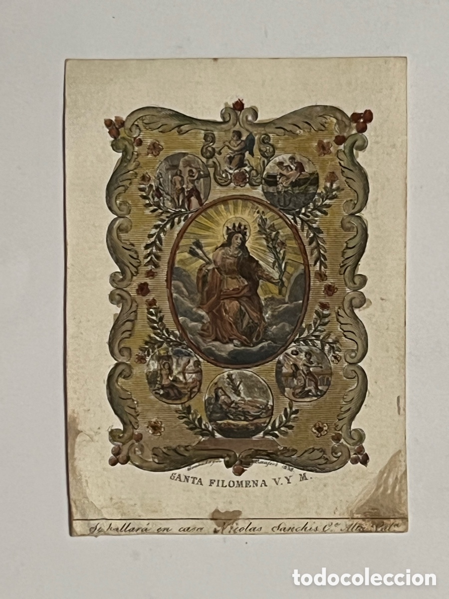 Arte: SANTA FILOMENA V y M.., se hallar&aacute; en Casa Nicol&aacute;s Sanchis. Valencia (fin Siglo XVIII)