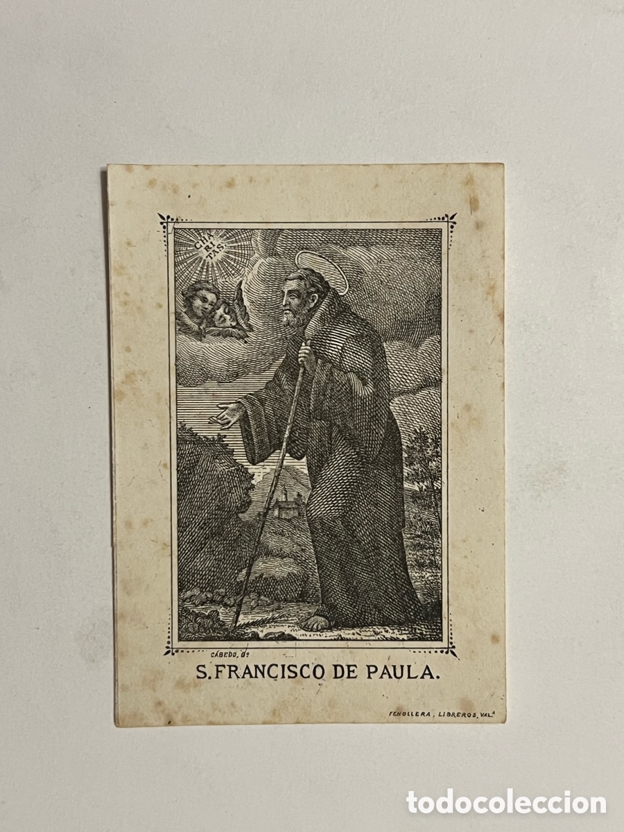 Arte: SAN FRANCISCO DE PAULA.. Grabador Cabedo.. (fin Siglo XVIII) Med&iacute;das: 6,5 x 9 cm.,