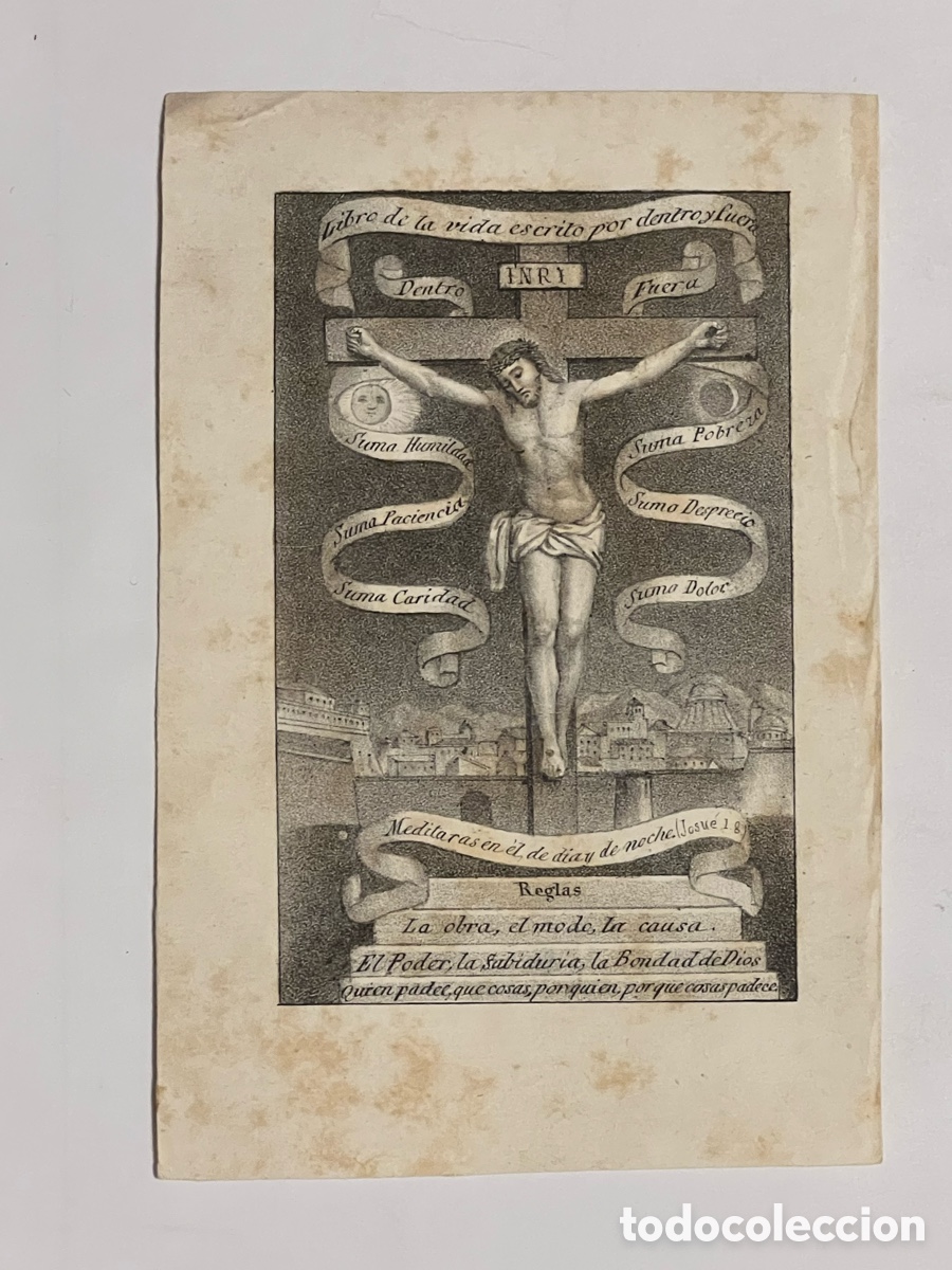 Arte: SANT&Iacute;SIMO CRISTO SE LA CORONA..Meditar&aacute;s en el de D&iacute;a y de noche. Grabado litogr&aacute;fico (h.190?)