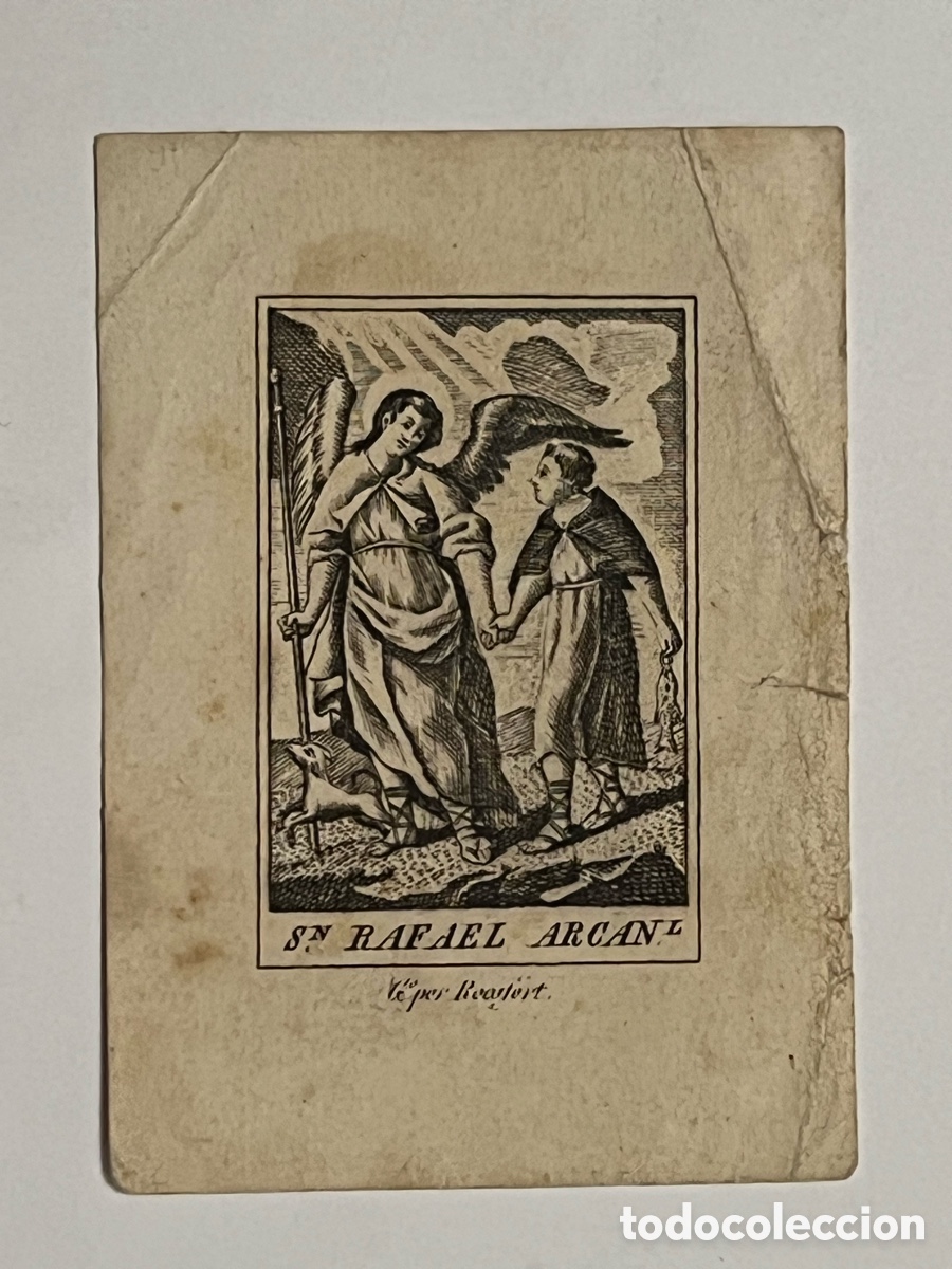 Arte: SAN RAFAEL ARC&Aacute;NGEL Grabado Rocafort.,.. Valencia (fin Siglo XVIII)