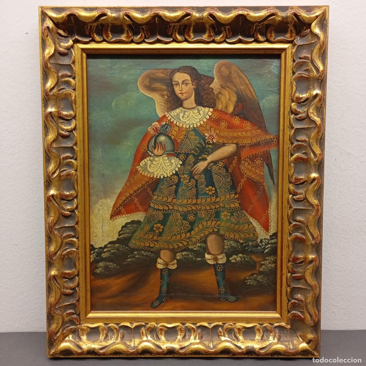 Arte: OBRA ARTE RELIGIOSA - ESCUELA CUZQUE&Ntilde;A - ARC&Aacute;NGEL - S- XVIII O XIX - PINTADO A MANO