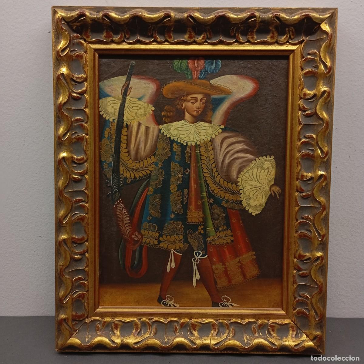 Arte: OBRA ARTE RELIGIOSA - ESCUELA CUZQUE&Ntilde;A - ARC&Aacute;NGEL - S- XVIII O XIX - PINTADO A MANO