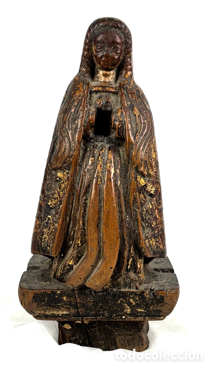 Arte: IMPORTANTE VIRGEN- RELICARIO MADERA POLICROMADA, SIGLO XVI - 31 CM