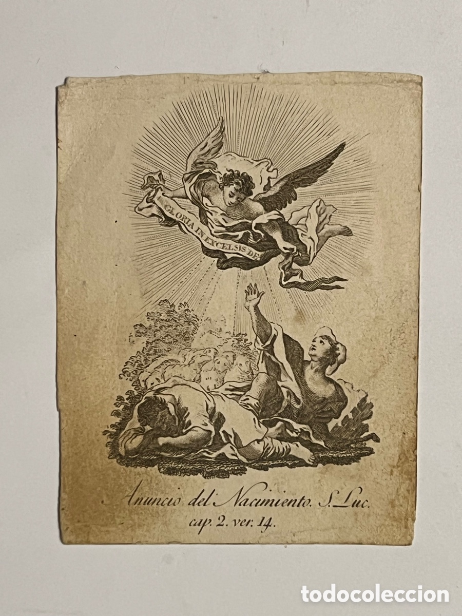 Arte: ANUNCIO DEL NACIMIENTO DE SAN LUCAS.., GRABADO LITOGR&Aacute;FICO.. (fin Siglo XIX)