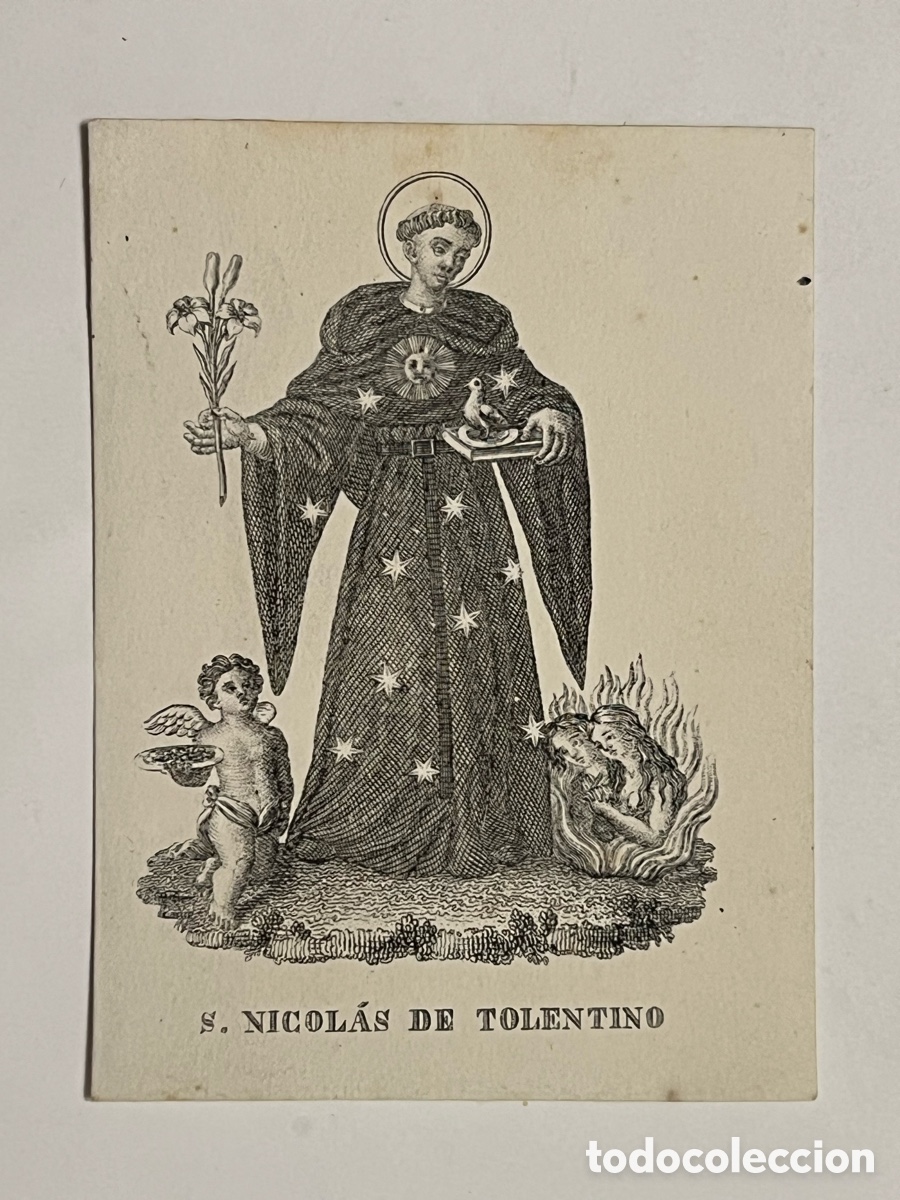 Arte: SAN NICOL&Aacute;S DE TOLENTINO.. Grabado litogr&aacute;fico.. anonimo.. (fin Siglo XIX)