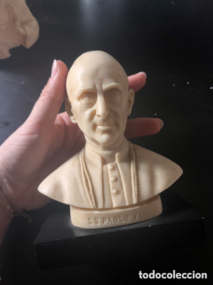 Arte: Busto de S.S. Paolo VI (Papa Pablo VI) &ndash; Campos-Orico Caravaca (Murcia) &ndash; Vintage Made in Spain