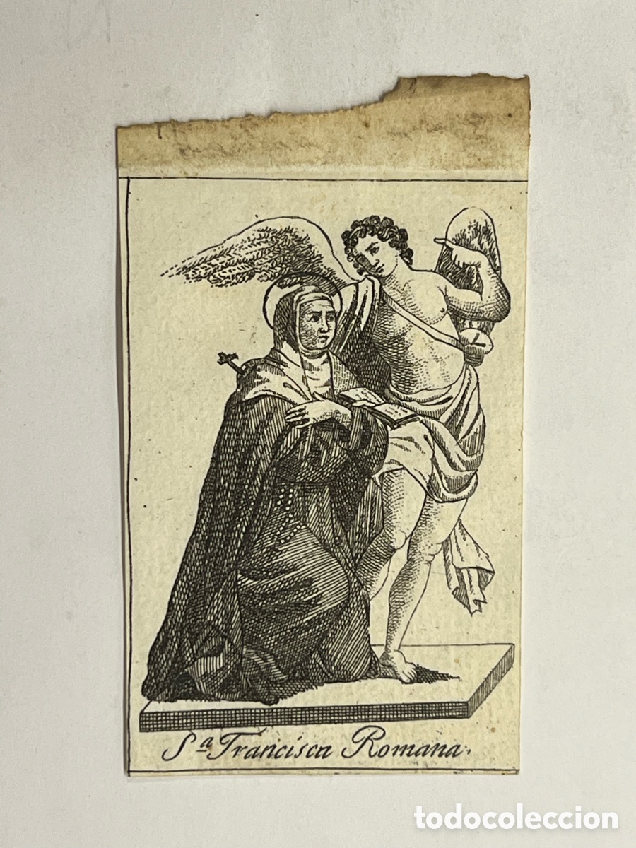 Arte: SANTA FRANCISCA ROMANA. Grabado antiguo (fin Siglo XIX)