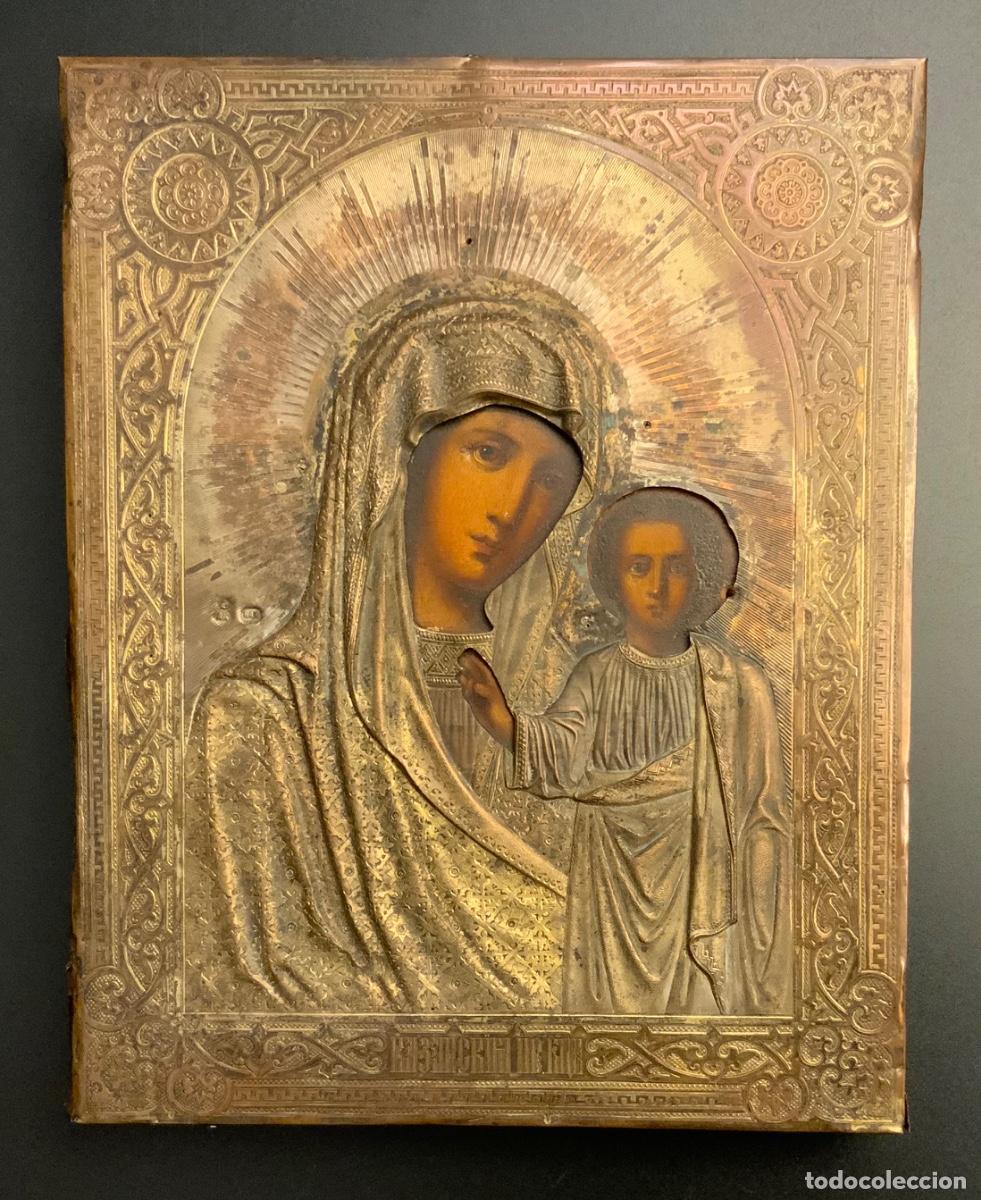 Arte: VIRGEN KAZ&Aacute;N - ICONO RUSO - PLATA IMPERIAL (MOSC&Uacute;,c.1899-1900)