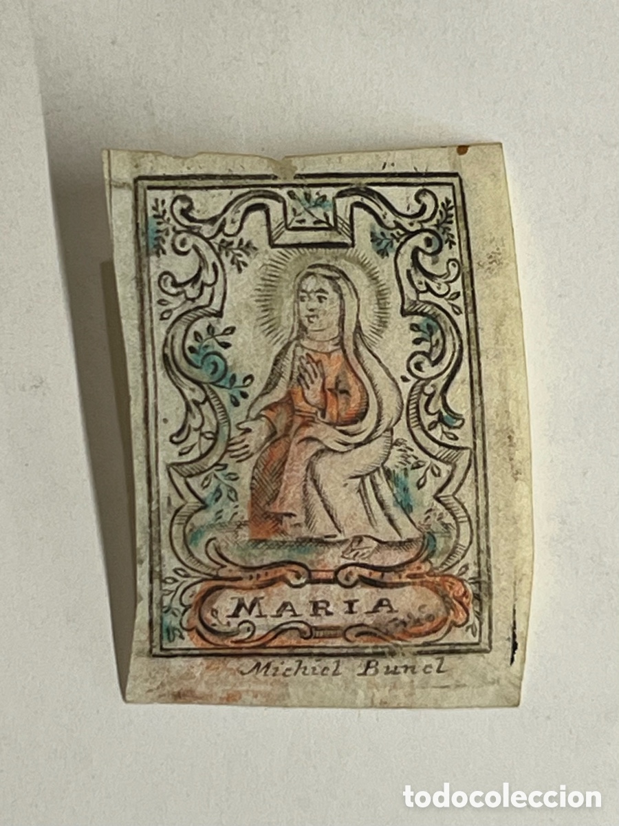 Arte: MAR&Iacute;A. Grabado coloreado antiguo. Artist: Michiel Bunel (Belgian (Antwerp), 1670-1739)