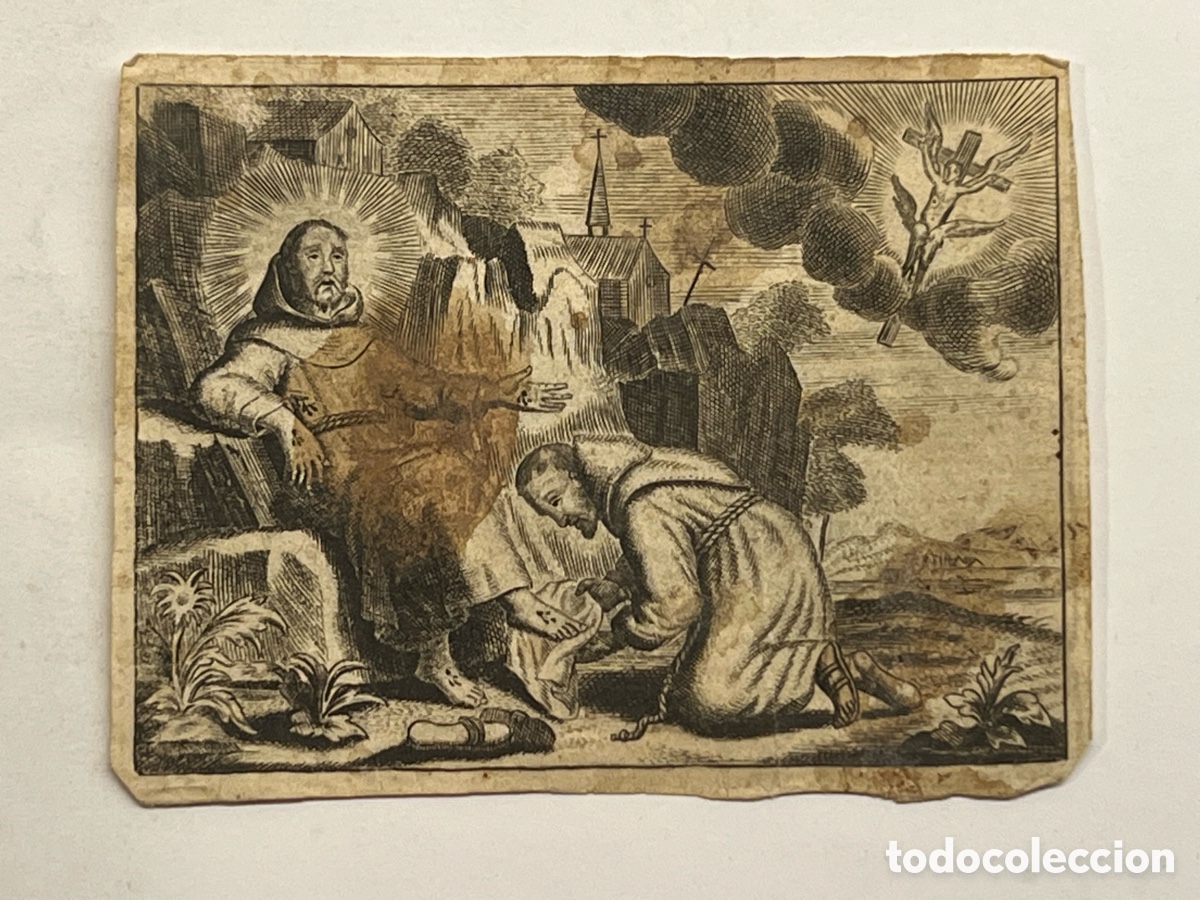 Arte: SAN FRANCISCO DE AS&Iacute;S.. ? Grabado antiguo.. an&oacute;nimo.. (fin Siglo XIX) Med&iacute;das: 7,5 x 9,5 cm